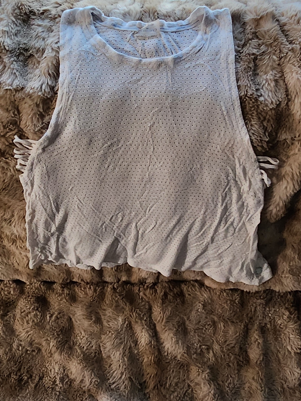 Light White Sleeveless Eyelet Crop Top